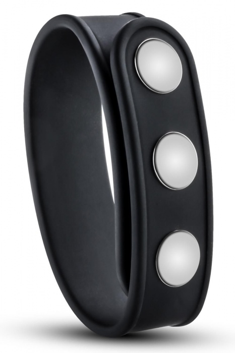 Черное эрекционное кольцо на кнопках - Blush Novelties - в Долгопрудном купить с доставкой