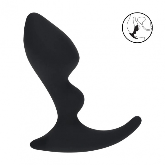 Черная анальная пробка для массажа простаты Double Ripple Silicone Prostate Massager - Shots Media BV - в Долгопрудном купить с доставкой