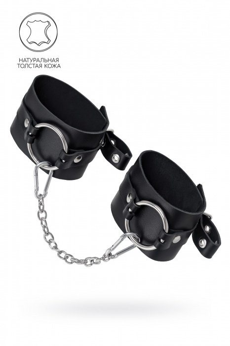 Черные оковы из толстой кожи с люверсами - Pecado - купить с доставкой в Долгопрудном