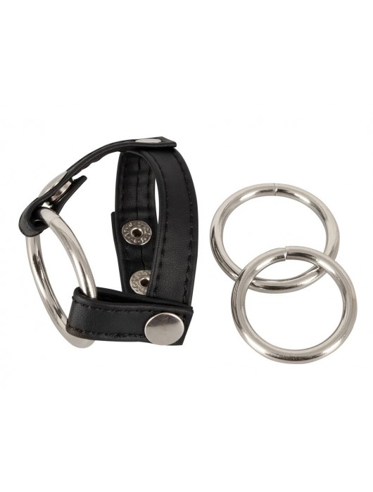 Подхват для мошонки с 3 съемными эрекционными кольцами Leder-Riemen - Orion - в Долгопрудном купить с доставкой