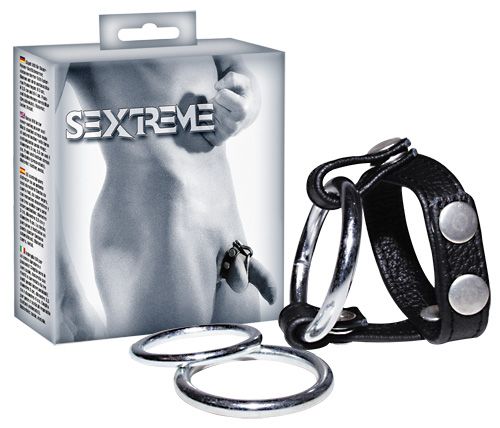 Подхват для мошонки с 3 съемными эрекционными кольцами Leder-Riemen - Orion - в Долгопрудном купить с доставкой