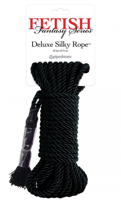 Черная веревка для фиксации Deluxe Silky Rope - 9,75 м. - Pipedream - купить с доставкой в Долгопрудном