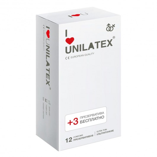 Ультратонкие презервативы Unilatex Ultra Thin - 12 шт. + 3 шт. в подарок - Unilatex - купить с доставкой в Долгопрудном