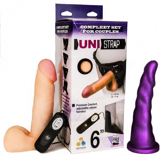 Вибрострапон с двумя насадками UniStrap - 18 и 18 см. - LOVETOY (А-Полимер) - купить с доставкой в Долгопрудном