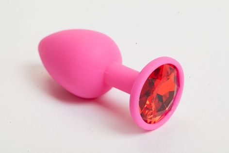 Розовая анальная пробка с красным кристаллом - 9,5 см. - 4sexdreaM - купить с доставкой в Долгопрудном