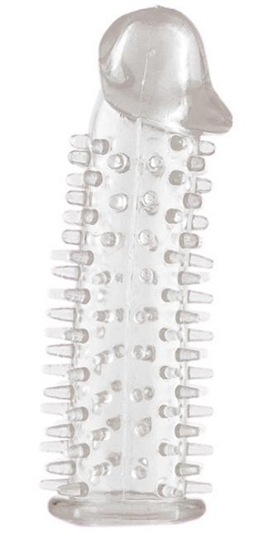 Прозрачная насадка на половой член с закрытой головкой и шипами - 12,5 см. - Toyfa Basic - в Долгопрудном купить с доставкой