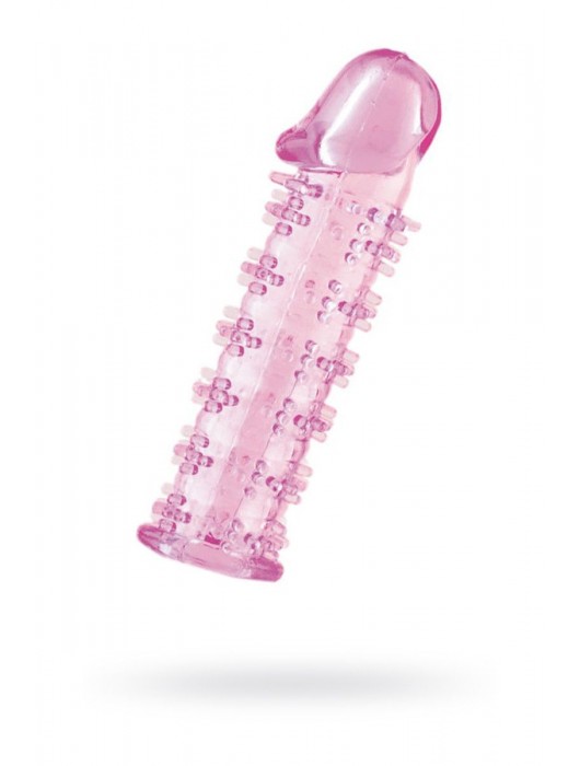 Гелевая розовая насадка на фаллос с шипами - 12 см. - Toyfa Basic - в Долгопрудном купить с доставкой