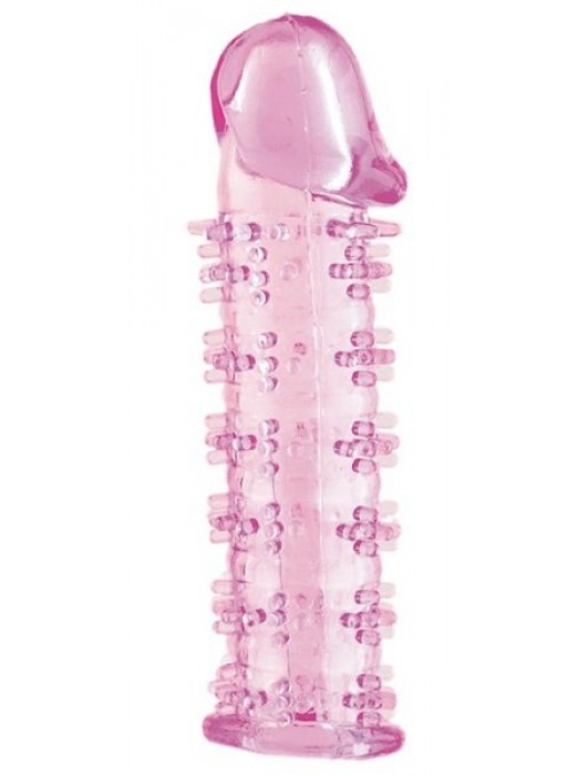 Гелевая розовая насадка на фаллос с шипами - 12 см. - Toyfa Basic - в Долгопрудном купить с доставкой