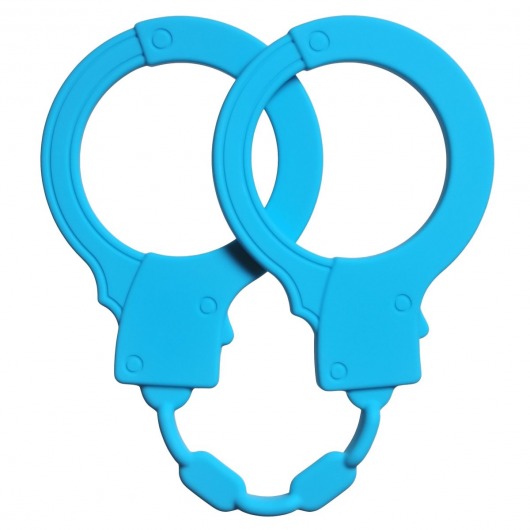 Голубые силиконовые наручники Stretchy Cuffs Turquoise - Lola Games - купить с доставкой в Долгопрудном