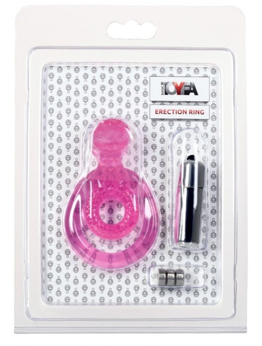 Розовая вибронасадка со стимулятор клитора   Язычок - Toyfa Basic - в Долгопрудном купить с доставкой