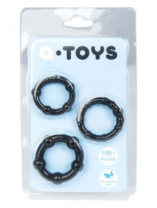 Набор из 3 чёрных эрекционных колец A-toys - A-toys - в Долгопрудном купить с доставкой