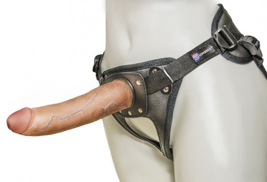 Насадка-фаллоимитатор на кожаных трусиках Harness Ultra Realistic 7  - 18 см. - LOVETOY (А-Полимер) - купить с доставкой в Долгопрудном