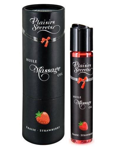Массажное масло с ароматом клубники Huile de Massage Gourmande Fraise des Bois - 59 мл. - Plaisir Secret - купить с доставкой в Долгопрудном