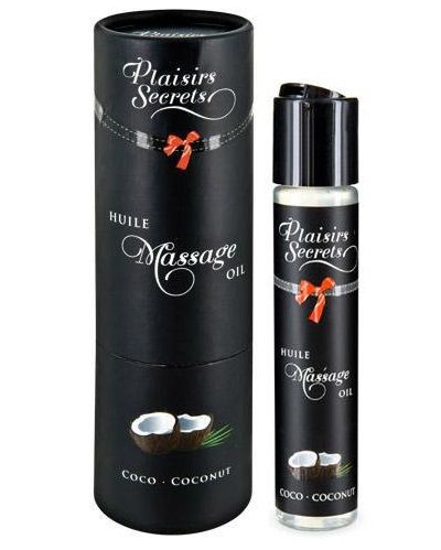 Массажное масло с ароматом кокоса Huile de Massage Gourmande Coco - 59 мл. - Plaisir Secret - купить с доставкой в Долгопрудном