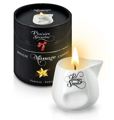 Массажная свеча с ароматом ванили Bougie Massage Gourmande Vanille - 80 мл. - Plaisir Secret - купить с доставкой в Долгопрудном