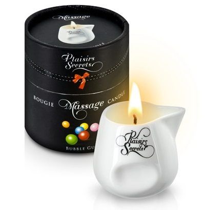 Массажная свеча с ароматом бубль-гума Bougie de Massage Gourmande Bubble Gum - 80 мл. - Plaisir Secret - купить с доставкой в Долгопрудном