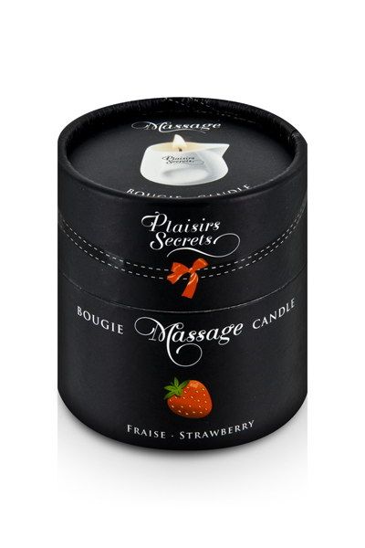 Массажная свеча с ароматом клубники Bougie de Massage Gourmande Fraise - 80 мл. - Plaisir Secret - купить с доставкой в Долгопрудном