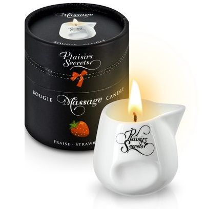 Массажная свеча с ароматом клубники Bougie de Massage Gourmande Fraise - 80 мл. - Plaisir Secret - купить с доставкой в Долгопрудном