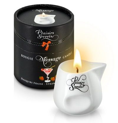 Массажная свеча с ароматом клубничного дайкири Bougie de Massage Daikiri Fraise - 80 мл. - Plaisir Secret - купить с доставкой в Долгопрудном