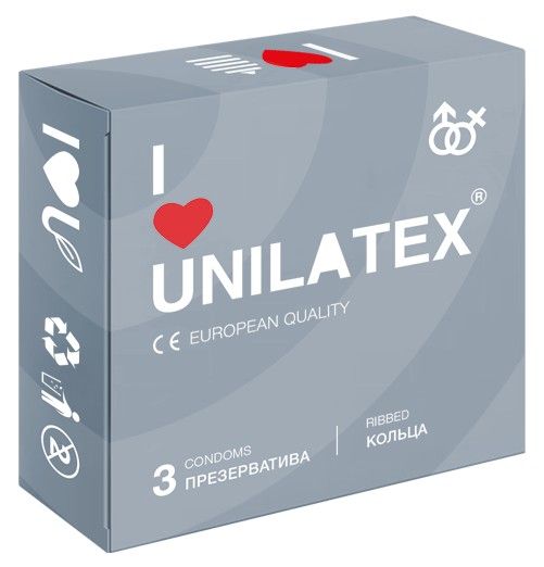 Презервативы с рёбрами Unilatex Ribbed - 3 шт. - Unilatex - купить с доставкой в Долгопрудном
