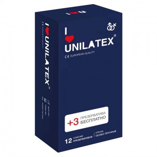 Ультрапрочные презервативы Unilatex Extra Strong - 12 шт. + 3 шт. в подарок - Unilatex - купить с доставкой в Долгопрудном