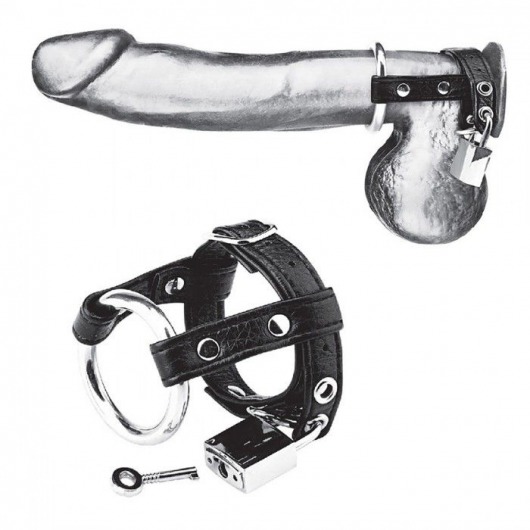 Утяжка на пенис на замочке Duo Cock And Ball Lock - BlueLine - купить с доставкой в Долгопрудном