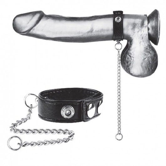 Утяжка на пенис с поводком Snap Cock Ring With 12  Leash - BlueLine - купить с доставкой в Долгопрудном