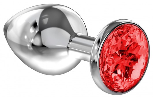 Большая серебристая анальная пробка Diamond Red Sparkle Large с красным кристаллом - 8 см. - Lola Games - купить с доставкой в Долгопрудном