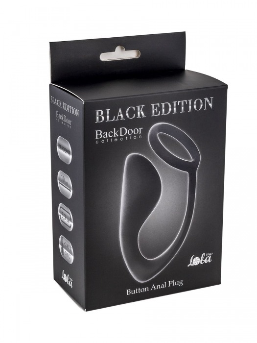 Чёрное эрекционное кольцо с анальной пробкой Button Anal Plug - Lola Games - в Долгопрудном купить с доставкой
