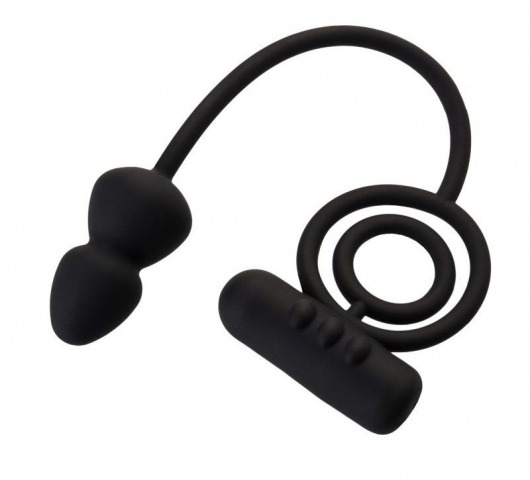 Чёрное эрекционное кольцо с вибропулькой и анальным хвостом - Erotist Adult Toys - в Долгопрудном купить с доставкой