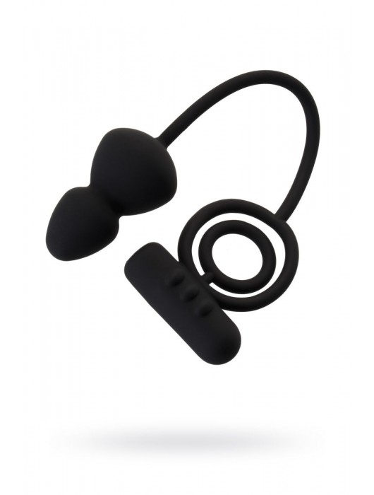 Чёрное эрекционное кольцо с вибростимулятором и анальным хвостом - Erotist Adult Toys - в Долгопрудном купить с доставкой