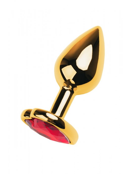 Золотистая анальная пробка с кристаллом-сердцем - 7,5 см. - ToyFa - купить с доставкой в Долгопрудном