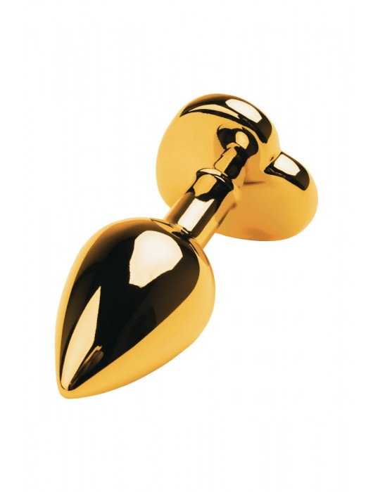 Золотистая анальная пробка с кристаллом-сердцем - 7,5 см. - ToyFa - купить с доставкой в Долгопрудном