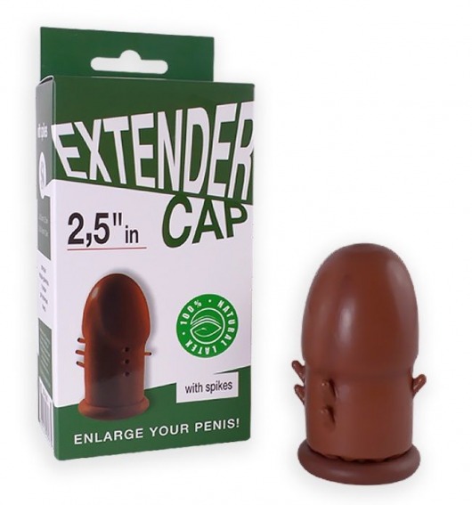 Коричневый латексный удлинитель пениса 2.5 in с шипиками - Sitabella - в Долгопрудном купить с доставкой