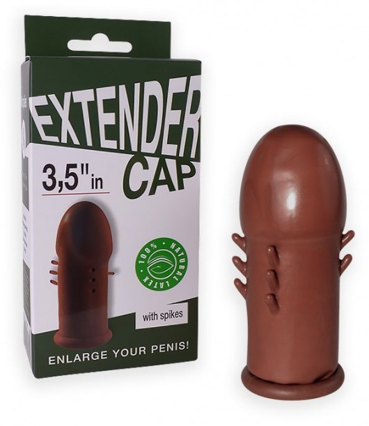 Коричневый латексный удлинитель пениса 3.5 in с шипиками - Sitabella - в Долгопрудном купить с доставкой