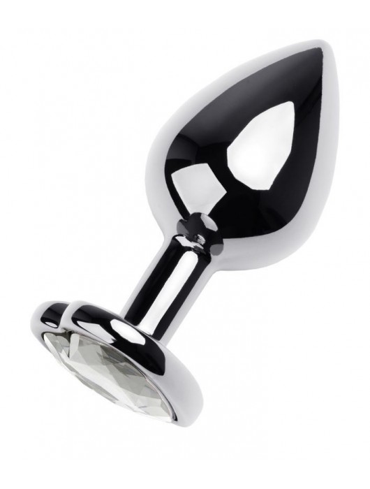 Серебристая анальная пробка с прозрачным кристаллом-сердцем - 8 см. - ToyFa - купить с доставкой в Долгопрудном