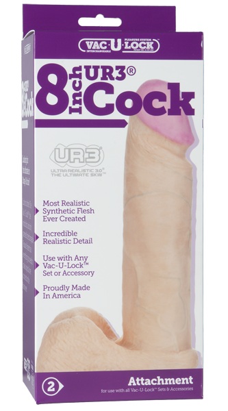 Ультрареалистичная насадка для трусиков Vac-U-Lock 8  ULTRASKYN Cock - 20,57 см. - Doc Johnson - купить с доставкой в Долгопрудном