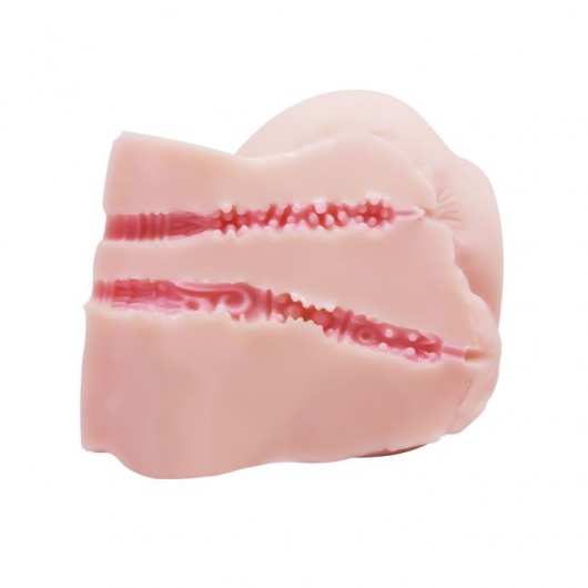 Телесный мастурбатор с двумя любовными тоннелями и вибрацией - Baile - в Долгопрудном купить с доставкой