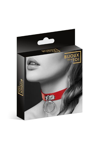 Красный узенький чокер с кольцом - Bijoux Pour Toi - купить с доставкой в Долгопрудном