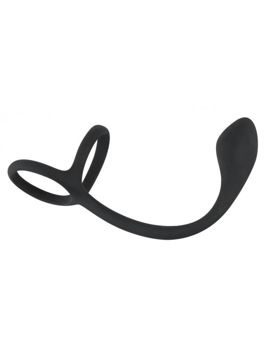 Эрекционное кольцо с утяжкой на мошонку и анальным плаг Black Velvets - Orion - в Долгопрудном купить с доставкой