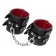 Черные кожаные наручники с двумя ремнями и красной подкладкой - Pecado - купить с доставкой в Долгопрудном